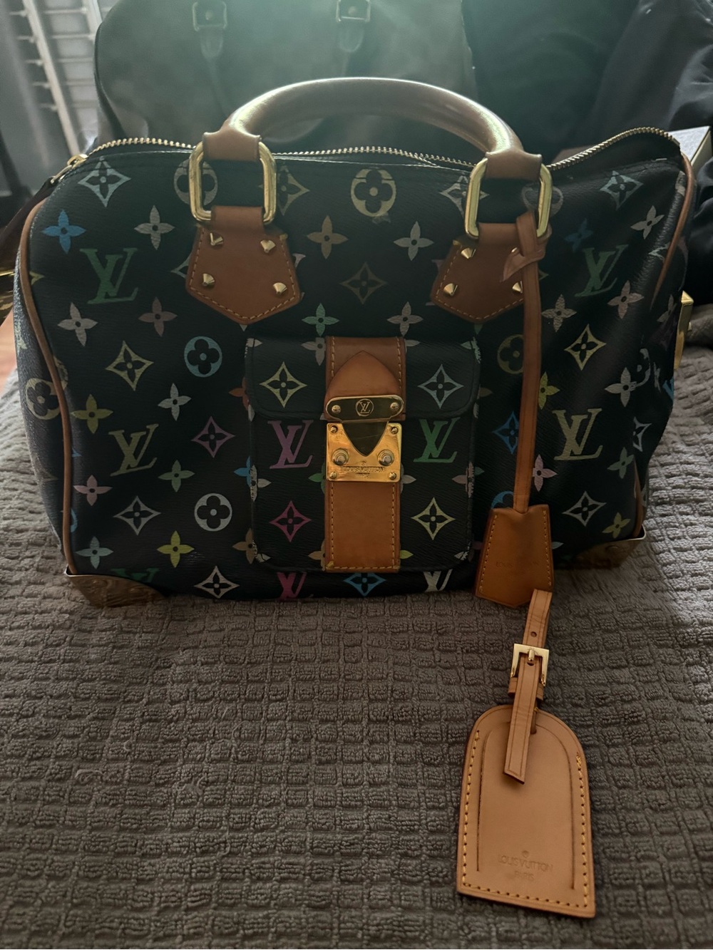 Authentic Louis Vuitton Murakami Black Multicolor Monogram Speedy 30 with tag